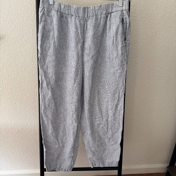 Quince European Linen Blue Pinstripe Pants Size Large - Picture 3 of 7